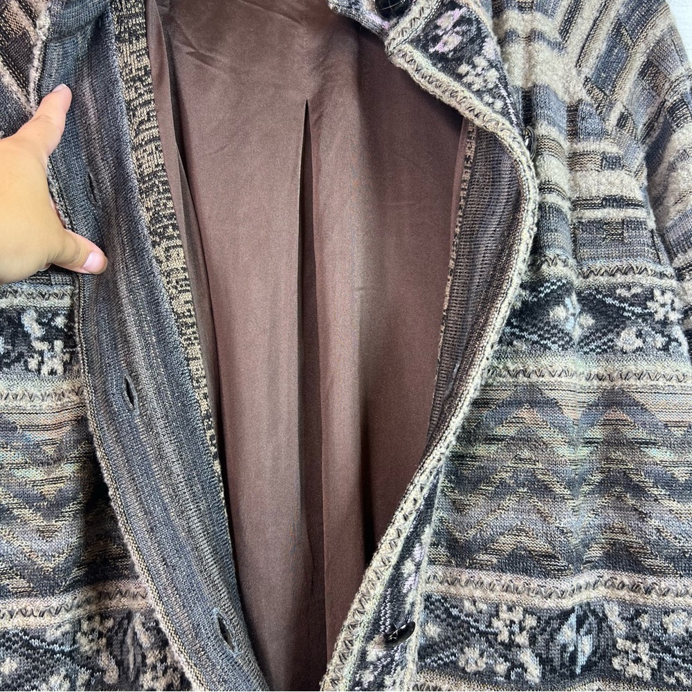 Vintage Women’s Colorful Winter Floral Geometric Cardigan Sweater Made in Japan - Picture 9 of 11